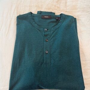 Theory Men's Teal Long Sleeve Henley